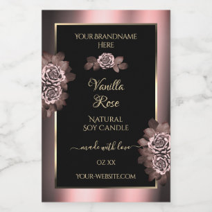 Pour Bocaux Black Burgundy Produit Étiquette Rose Roses Gold F