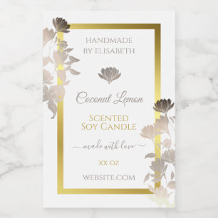 Pour Bocaux Boîtier Floral Blanc Étiquette Gold Frame