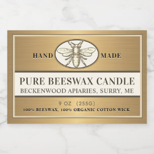 Pour Bocaux Chandelle cire d'abeille Étiquette Heraldique Bee