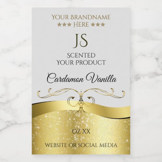 Pour Bocaux Classy Wavy Gold Décor Clair gris Étiquette (Étiquettes simples)