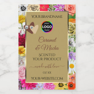 Pour Bocaux Coloré Floral Beige Produit Coeurs Étiquette Logo