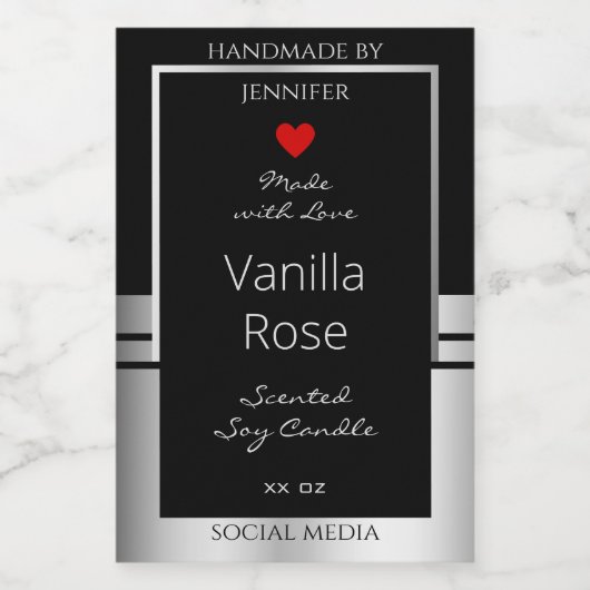 Pour Bocaux Conditionnement moderne Étiquette Noir et Argent (Étiquettes simples)