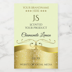 Pour Bocaux Décor Wavy Gold Deluxe Étiquette Monogramme jaune