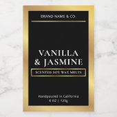 Pour Bocaux Elégant Black & Gold Packaging Wax Melts Étiquette (Étiquettes simples)