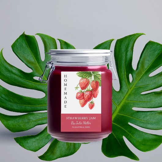 Pour Bocaux Élégant Étiquette de confiture de fraises fait mai