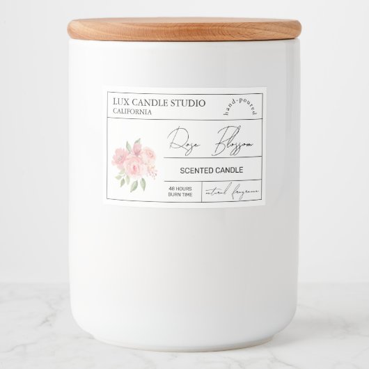 Pour Bocaux Élégant Rose minimal Étiquette à bougie Jar (Devant)
