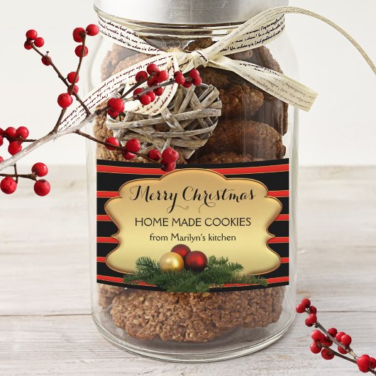 Pour Bocaux Étiquette alimentaire Festive Gold Striped Christm