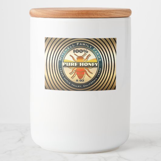 Pour Bocaux Étiquette alimentaire Honey Bee Gold (Devant)