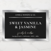 Pour Bocaux Étiquette de bougie Chic Black & Silver (Étiquettes simples)