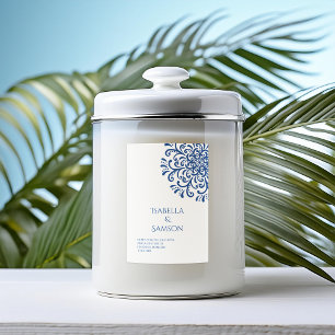 Pour Bocaux Étiquette de bougie Whimsical Blue Flourish