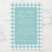 Pour Bocaux Étiquette de Kit de Pot à Infusion à Carreaux Vert (Étiquettes simples)