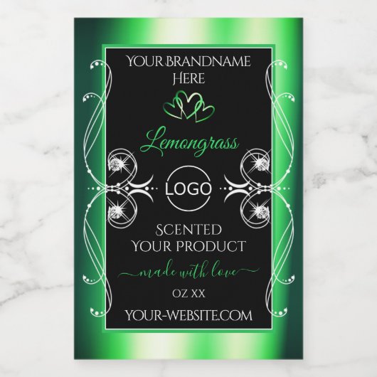 Pour Bocaux Étiquette de luxe Emerald Green Black avec logo (Étiquettes simples)