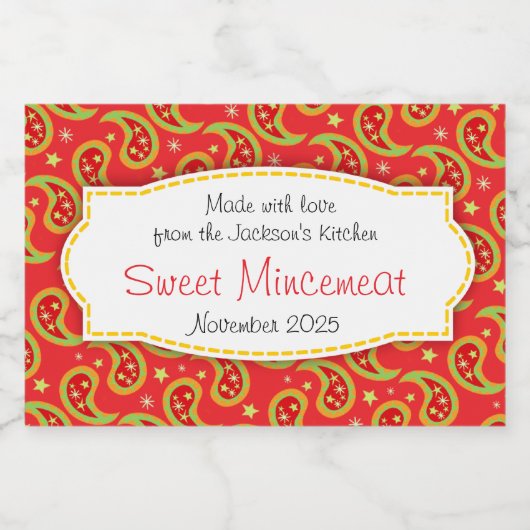 Pour Bocaux Étiquette de mencemeat à motifs cachemley de Noël (Étiquettes simples)