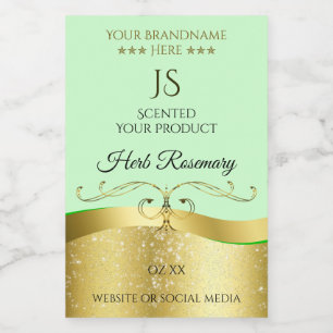 Pour Bocaux Étiquette de Monogramme vert clair Wavy Gold