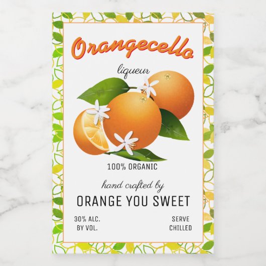Pour Bocaux Étiquette de petite bouteille Orangecello moderne (Étiquettes simples)