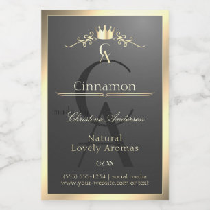 Pour Bocaux Étiquette de produit à monogramme avec bordure dor