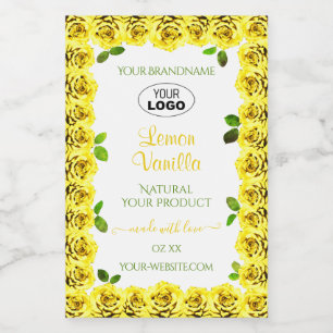 Pour Bocaux Étiquette de produit blanc jaune Roses de floraiso