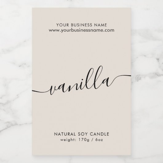 Pour Bocaux Étiquette de produit de chandelle à script neutre (Étiquettes simples)