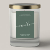 Étiquette de produit de chandelle de script vert m