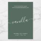 Pour Bocaux Étiquette de produit de chandelle de script vert m (Étiquettes simples)