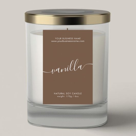 Pour Bocaux Étiquette de produit de script brun café moderne