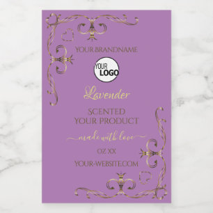 Pour Bocaux Étiquette de produit lavande Gold Ornate Corner Aj