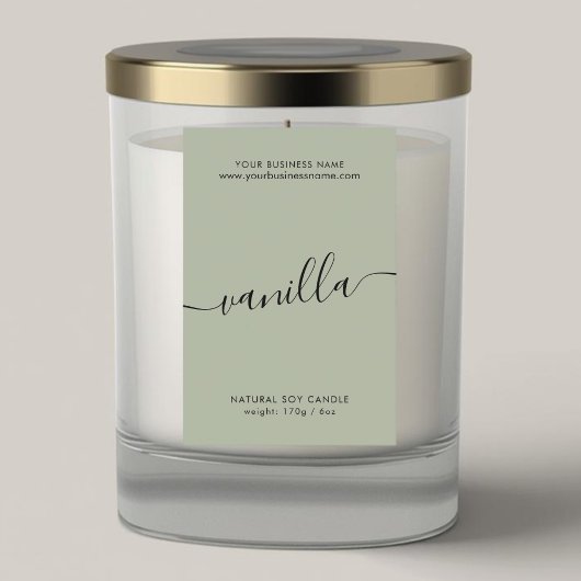 Pour Bocaux Étiquette de produit moderne sauge vert script