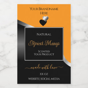 Pour Bocaux Étiquette de produit Orange Black Wavy Silver Coeu