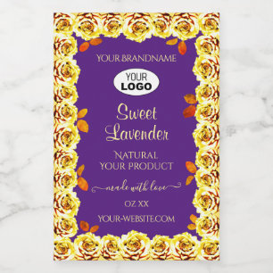 Pour Bocaux Étiquette de produit violet floral Roses jaunes av