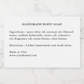 Pour Bocaux Étiquette d'ingrédients de savon fait main (Étiquettes simples)