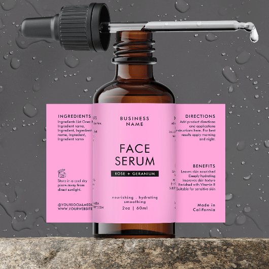 Pour Bocaux Étiquette imperméable moderne rose 2 OZ Bouteille