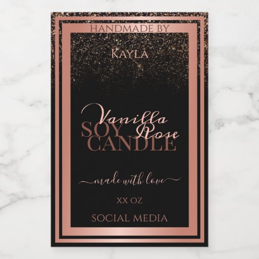 Pour Bocaux Étiquette Rose or  noir classique (Étiquettes simples)