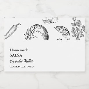 Pour Bocaux Étiquette simple de salsa de tomate noire et blanc