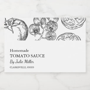 Pour Bocaux Étiquette simple de sauce tomate noire et blanche