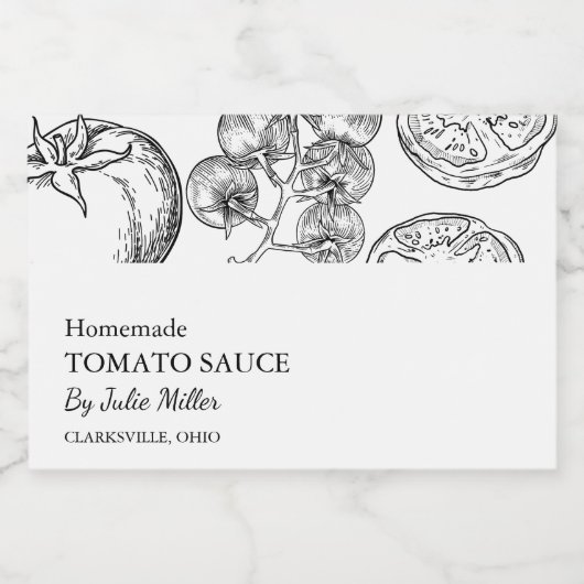 Pour Bocaux Étiquette simple de sauce tomate noire et blanche (Étiquettes simples)