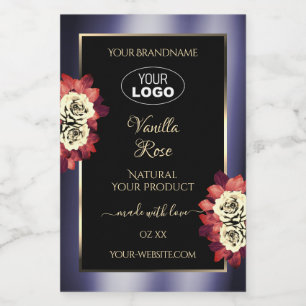 Pour Bocaux Floral Black Blue Étiquette de produit Blooming Ro