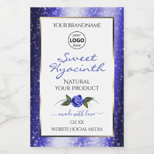 Pour Bocaux Floral Bleu Blanc Produit Étiquette Parties scinti