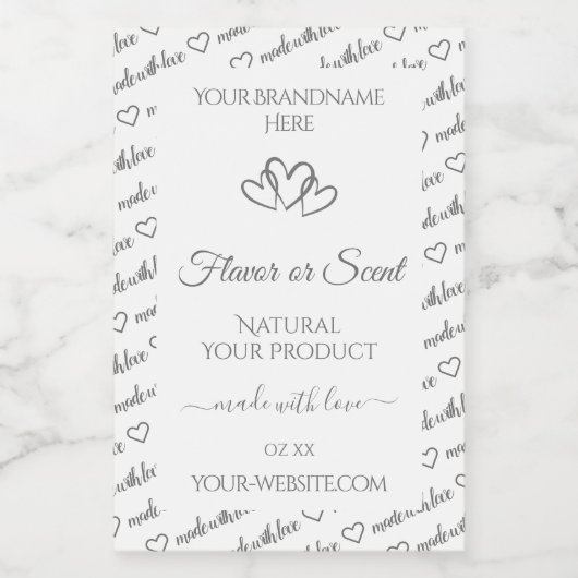Pour Bocaux Gray Blanc Cloud produit Étiquette Coeurs mignons (Étiquettes simples)