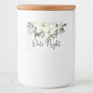 Pour Bocaux Ivory White Roses Floral Date Nuit Jar Étiquette a