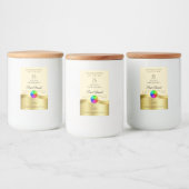 Pour Bocaux Light Peach Wavy Gold Logo Monogram Étiquette (Bouteilles)