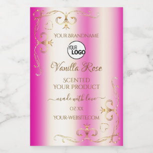 Pour Bocaux Logo Étiquette de luxe Girly Pink Gold Ornate