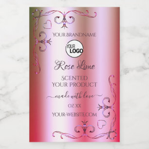 Pour Bocaux Logo Étiquette de produits ornés rose et vert