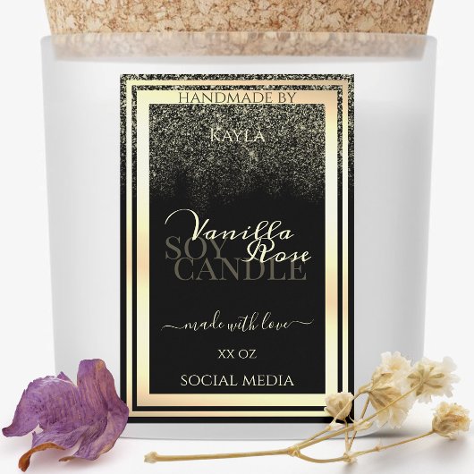 Pour Bocaux Luxe Black Product Packaging Étiquette Gold Frame