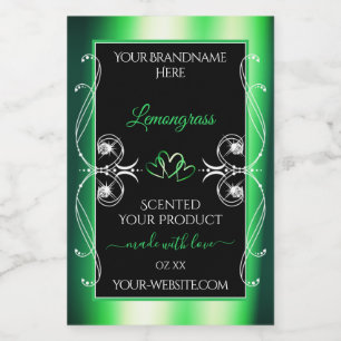 Pour Bocaux Luxe Emerald Green Produit noir Diamants Étiquette