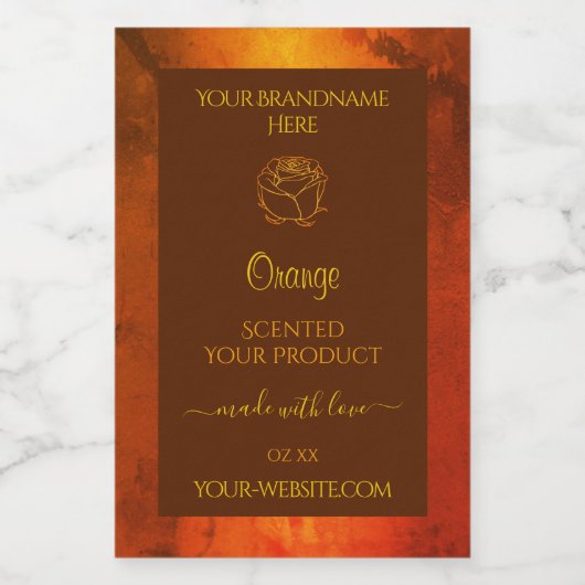 Pour Bocaux Marbre orange chatoyant Étiquette Rose (Étiquettes simples)