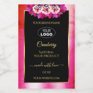 Pour Bocaux Marbre rose floral Marbre noir Étiquette Logo