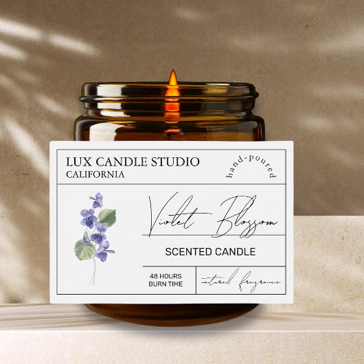 Pour Bocaux Minimal Élégant Violet Candle Jar Étiquette