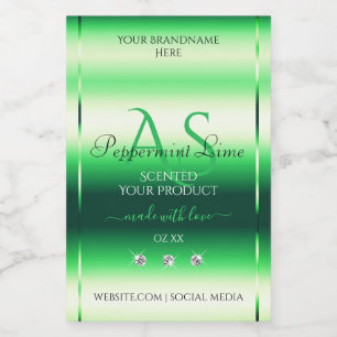 Pour Bocaux Monogramme Étiquette Rhinestones Green Shimmery