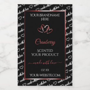 Pour Bocaux Noir et blanc Cloud Produit Étiquette Coeur rouge