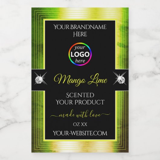 Pour Bocaux Noir jaune brillant vert avec logo Étiquette produ (Étiquettes simples)